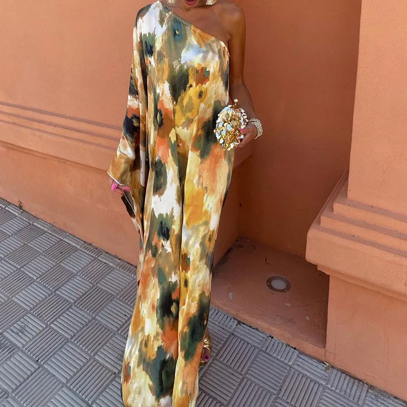 Fashion Asymmetrical Floral Print Party Dress Women Sexy Diagonal Neck Hollow Long Dress Casual One Shoulder Sleeve Loose Dress
Fashion Asymmetrical Floral Print Party Dress Women Sexy Diagonal Neck Hollow Long Dress Casual One Shoulder Sleeve Loose Dress