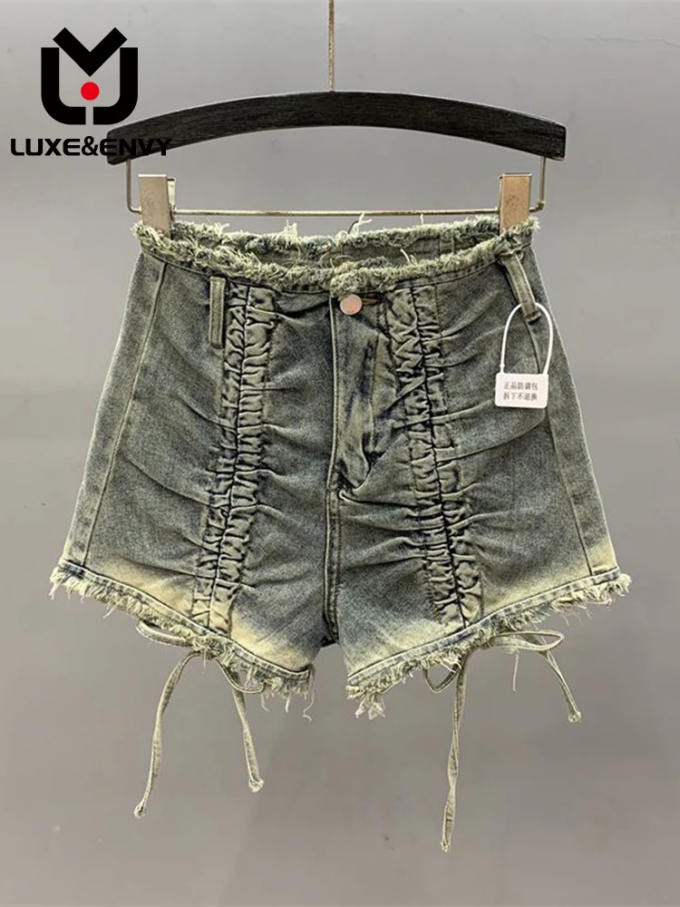 LUXE&ENVY Girls Drawstring Denim Shorts Women's 2023 Summer High Waist Slim A-line Sexy Fur Edge Wide Leg Hot Pants Trend
LUXE&ENVY Girls Drawstring Denim Shorts Women's 2023 Summer High Waist Slim A-line Sexy Fur Edge Wide Leg Hot Pants Trend