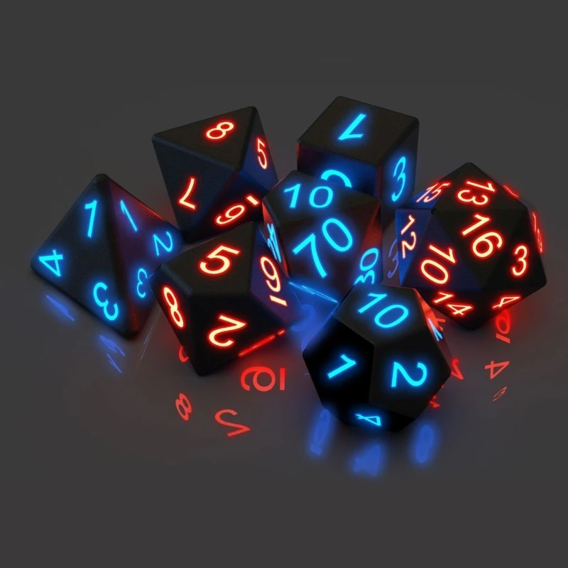 7 шт., светящиеся DND-игры, светящиеся светодиодные электронные кубики, наборы многогранных кубиков Dungeons-and-Dragons-Dice
7 шт., светящиеся DND-игры, светящиеся светодиодные электронные кубики, наборы многогранных кубиков Dungeons-and-Dragons-Dice