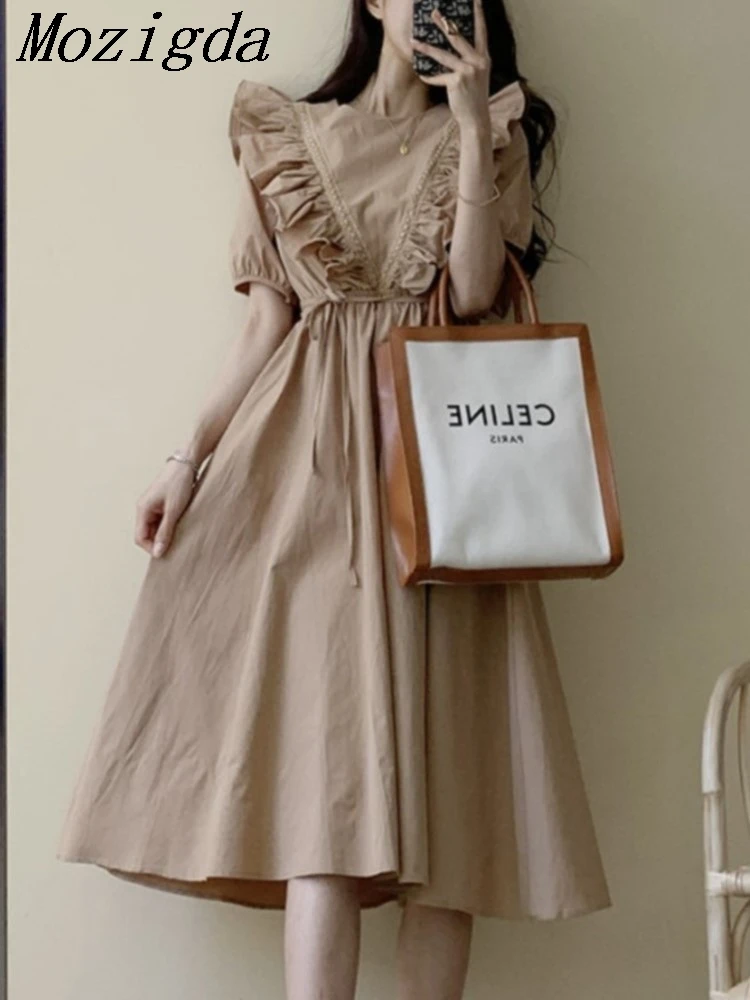 Summer Midi Dress Women Korean Style Fashion Ruffle Patchwork Ladies Dresses Pleated Loose Casual Woman Short Sleeve Dress 
Summer Midi Dress Women Korean Style Fashion Ruffle Patchwork Ladies Dresses Pleated Loose Casual Woman Short Sleeve Dress