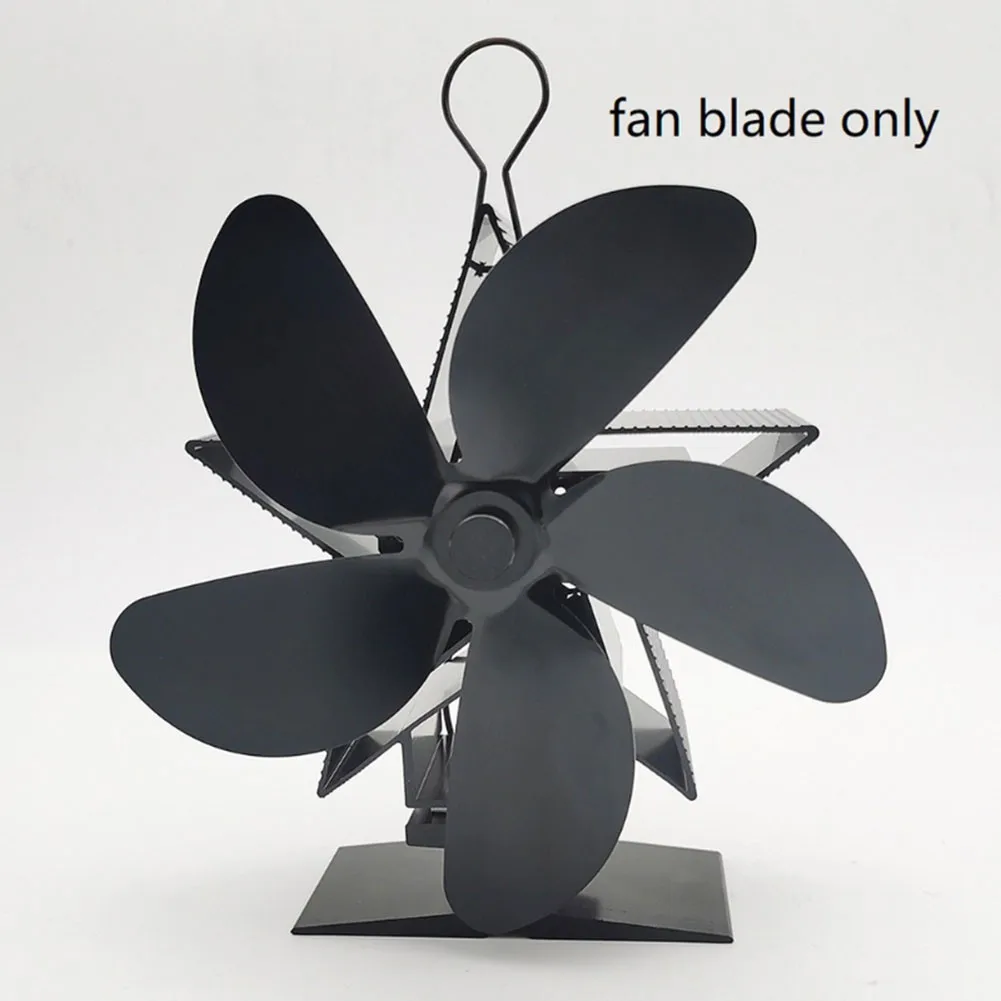 

Durable Brand New Home Fireplace Fan Blade Wood Stove Fan Black Environmental Protection Low Noise Replacement