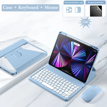 태블릿 무선 키보드 커버, iPad Pro 11 2022 M2 케이스, 2021 2020 Air 4 Air5 용 블루투스 호환 마우스 키보드 세트