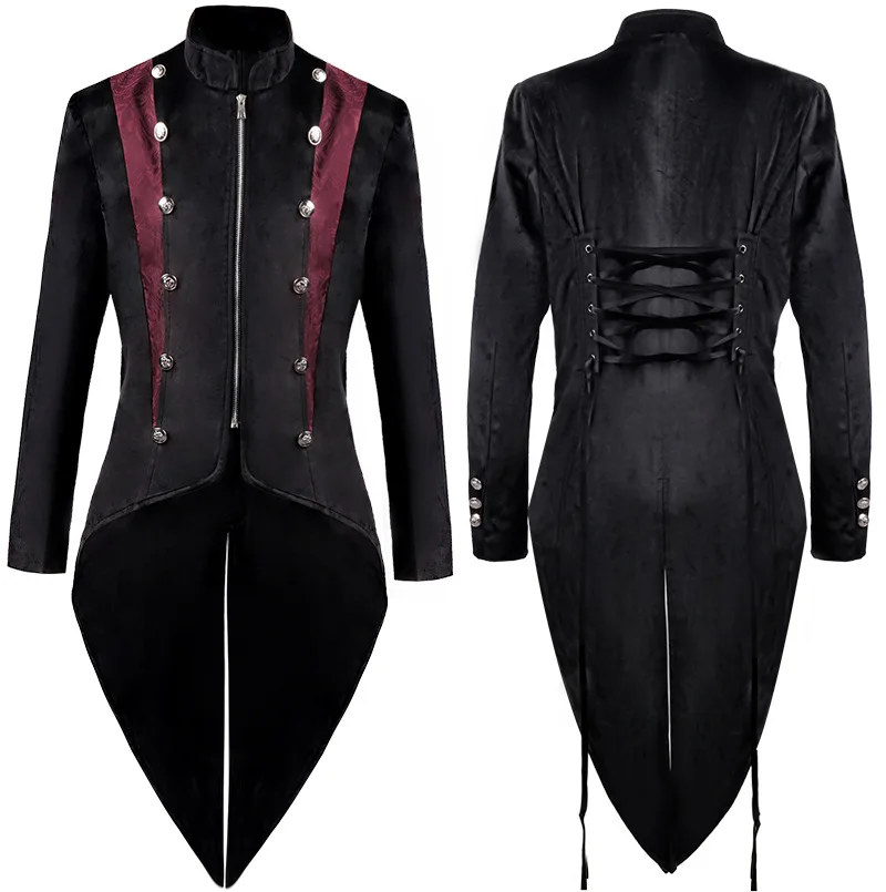 

Men Medieval Victorian Costume Tuxedo Gentlema Tailcoat Gothic Steampunk Trench Vintage Frock Outfit Coat for Men
