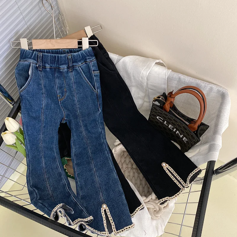 Autumn Winter Trousers New Girls Add Velvet Padded Small Fragrance Horn Split Joker Jeans Korean Pants Girls Winter Clothes
Autumn Winter Trousers New Girls Add Velvet Padded Small Fragrance Horn Split Joker Jeans Korean Pants Girls Winter Clothes