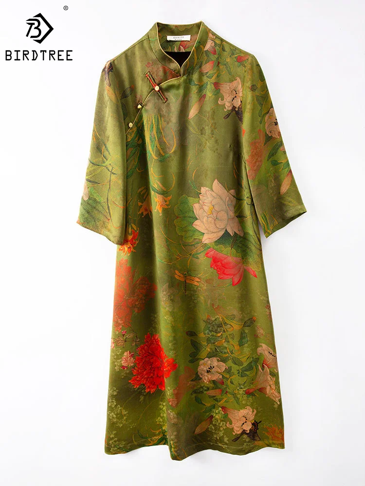 Birdtree 100%Natural Silk Elegant Dresses Watered Gauze Floral Print Fashion Loose Cheongsam Dress Party OL Summer Fall D38948QM
Birdtree 100%Natural Silk Elegant Dresses Watered Gauze Floral Print Fashion Loose Cheongsam Dress Party OL Summer Fall D38948QM
