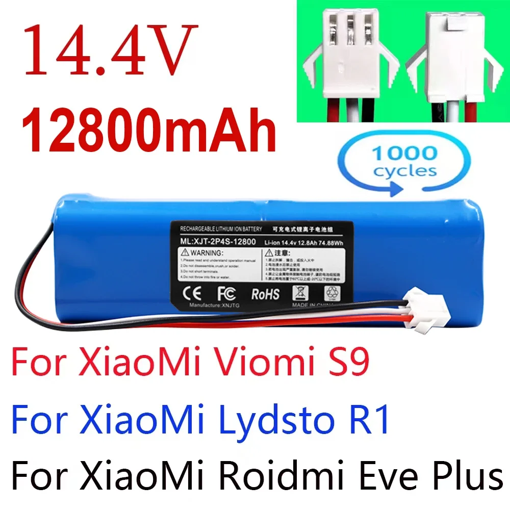

Replacement For XiaoMi Lydsto R1 Roidmi Eve Plus Viomi S9 Robot Vacuum Cleaner Battery Pack Capacity 12800mAh Accessories Parts