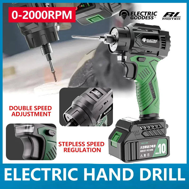 

Electric Goddess 21V Brushless Impact Screwdriver 80N. M Torque Cordless Drill for Lithium-ion Battery Set Repair Power Tools