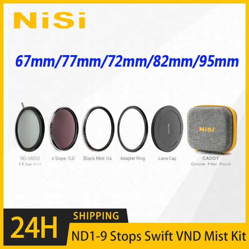 

Nisi Swift VND Mist Kit System Adsorbable Round Filter Set Adjustable ND1-5 5-9 1-9 Stops Black Mist UV IR Cut Set Filter Kit