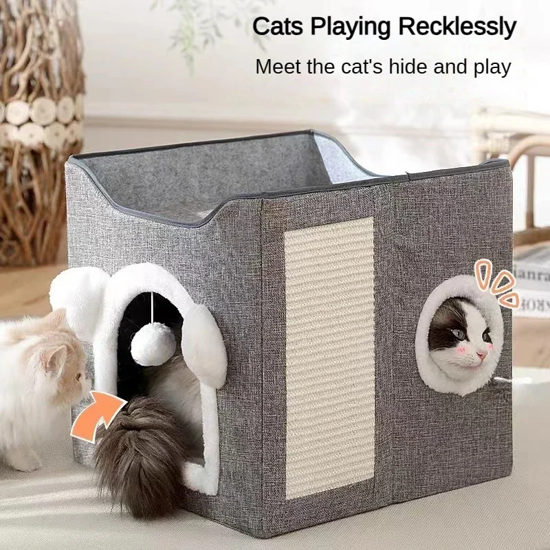 Foldable Cat Beds for Indoor Cats, Covered Cat Cave, Scratch Pad, Cute Modern Cat Condo, Multifunctional Pet Furniture
Foldable Cat Beds for Indoor Cats, Covered Cat Cave, Scratch Pad, Cute Modern Cat Condo, Multifunctional Pet Furniture