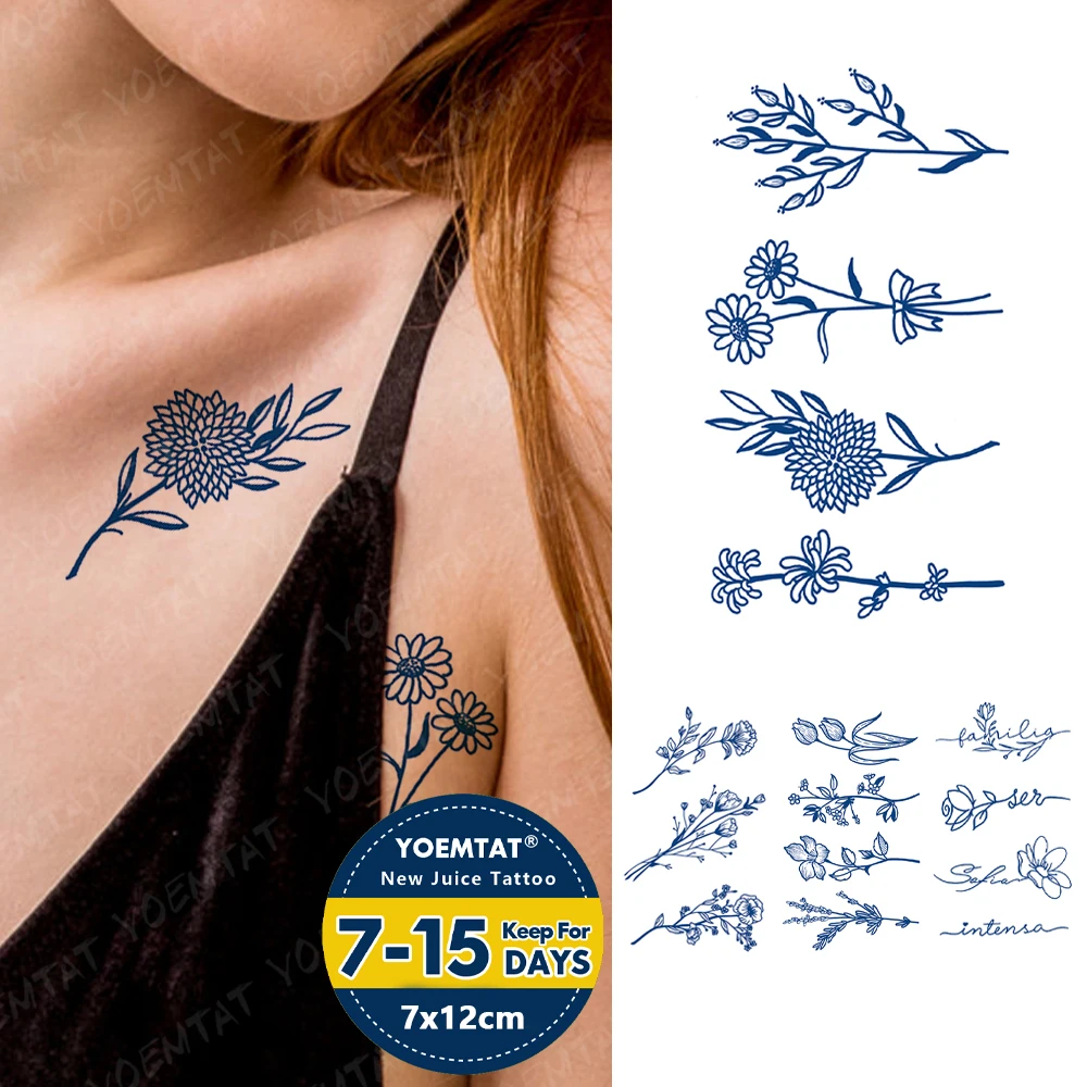 

Полуперманентный простой цветок лук водонепроницаемые временные татуировки наклейки сок чернила стойкая Татуировка боди-арт поддельные татуировки для женщин и мужчин