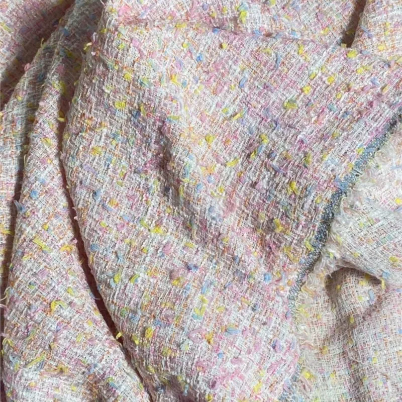 

Pink colored yarn tweed fabric Wide 100cm x 150cm ladies tweed fabric Woven Vintage Circle Wool Coarse Tweed Diy Coat Suit