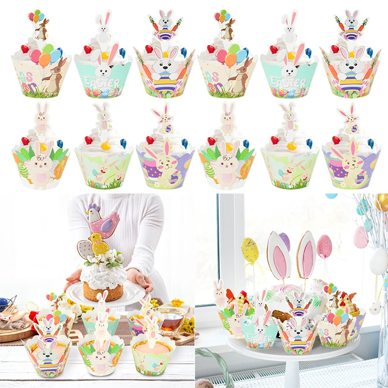 6set Easter Happy Cup Cake Wrapper Decorative Accessories Cartoon Rabbit Cake Topper Birthday Baby Shower Spring Party Supplies
6set Easter Happy Cup Cake Wrapper Decorative Accessories Cartoon Rabbit Cake Topper Birthday Baby Shower Spring Party Supplies