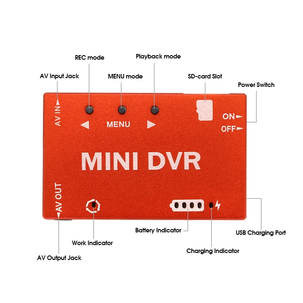 

FPV Recorder Mini FPV DVR Module NTSC/PAL Switchable Built-in Battery Video Audio FPV Recorder for RC Models Racing FPV Drone