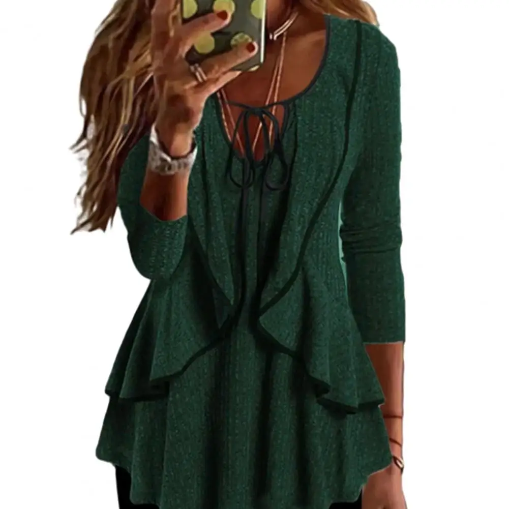 Solid Color Women Long-sleeved Tops Elegant Ruffle Hem Trim Blouse V-neck Long Sleeve Tops Solid Color Autumn Party for Women
Solid Color Women Long-sleeved Tops Elegant Ruffle Hem Trim Blouse V-neck Long Sleeve Tops Solid Color Autumn Party for Women