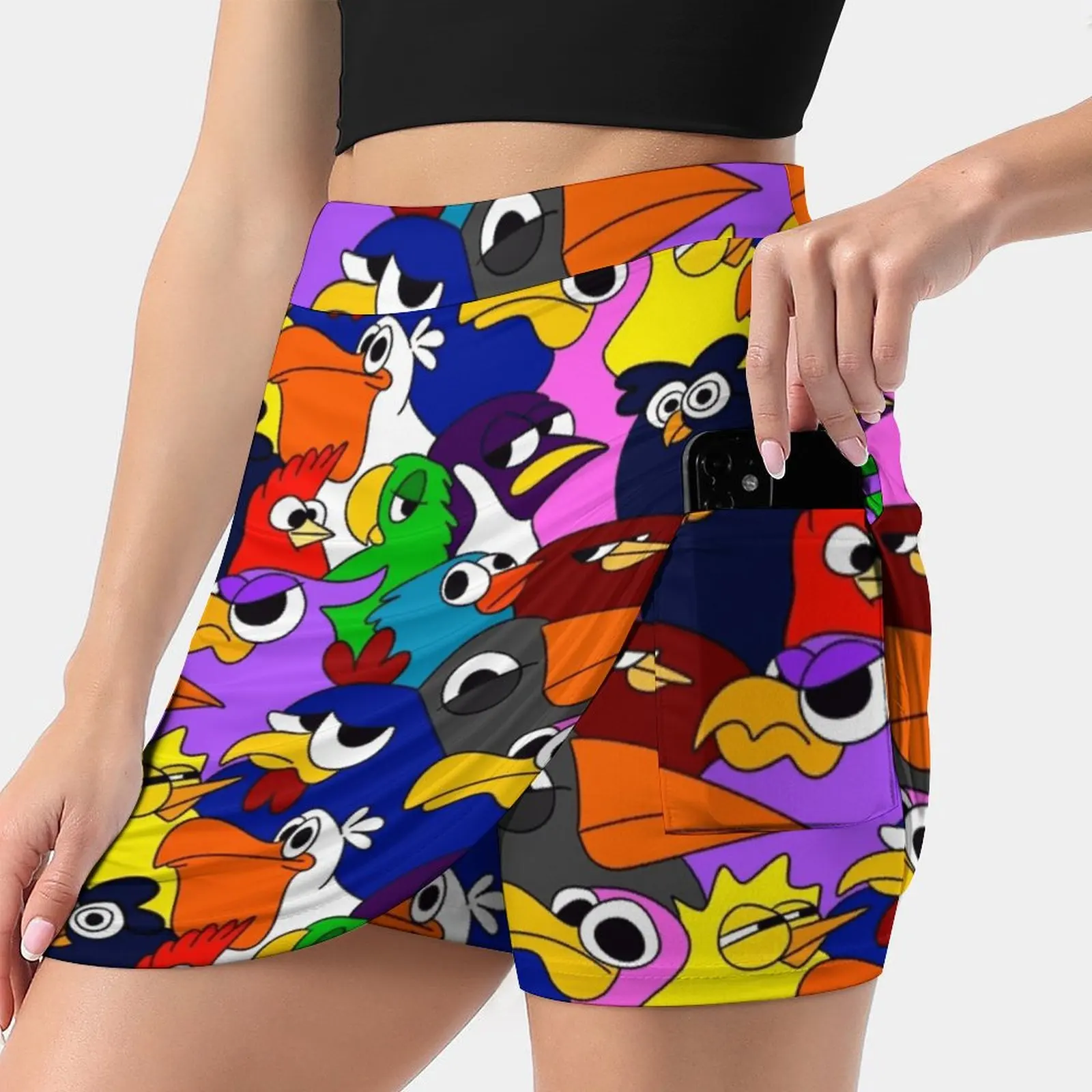 

Colorful Flock 2 Women'S Fashion Sporting Skirt With Pockets Tennis Golf Running Skirts Bird Flock Penguin Pelican Falcon