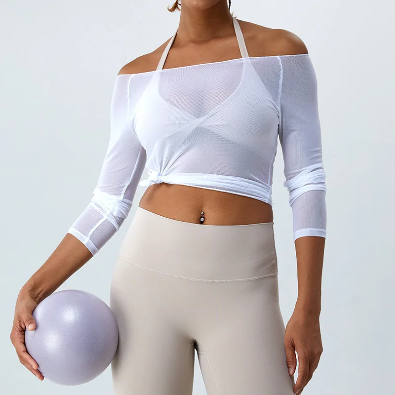 

Antibom Thin Breathable Yoga Shirts Women's Sexy Mesh Fitness T-shirt Tight Sportswear
