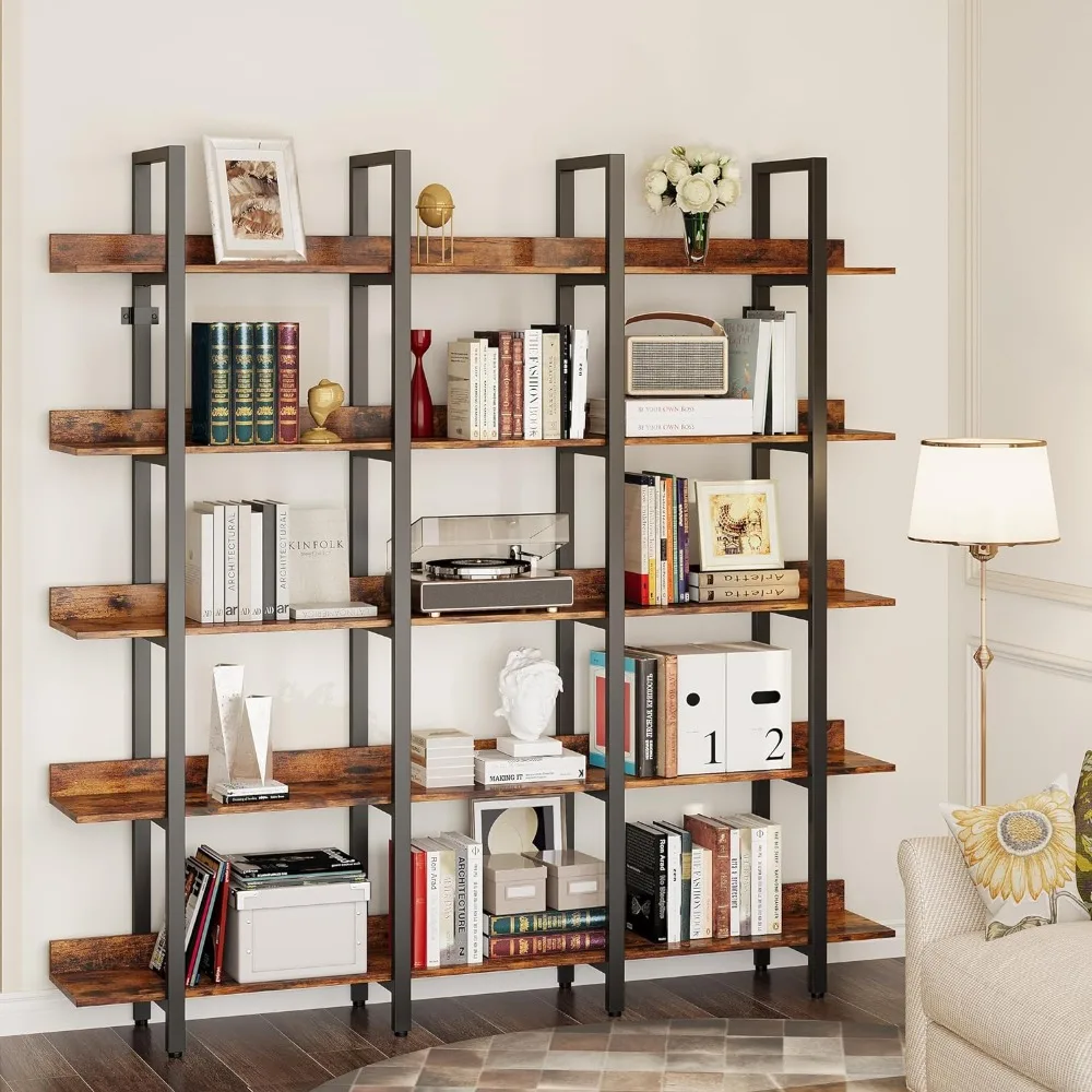 Bookcase and Bookshelves Triple Wide 5 Tiers Large Open Shelves, Etagere Bookcases with Back Fence for Home Office Decor
Bookcase and Bookshelves Triple Wide 5 Tiers Large Open Shelves, Etagere Bookcases with Back Fence for Home Office Decor
