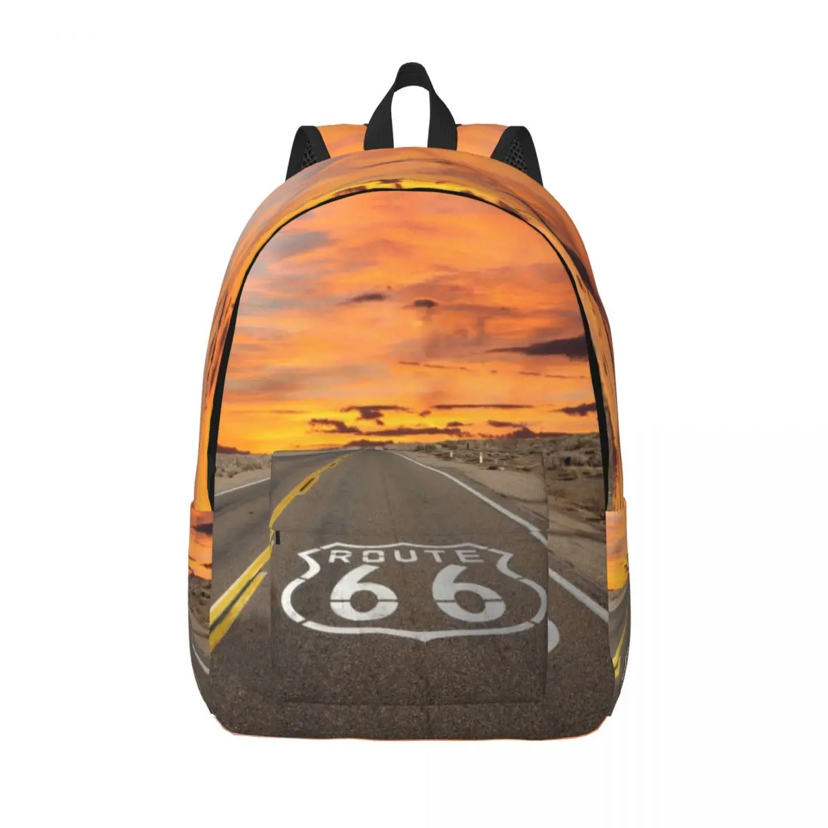 

Customized America Highway Route 66 Canvas Backpack Women Men Casual Bookbag for College School Main Street of America Bags