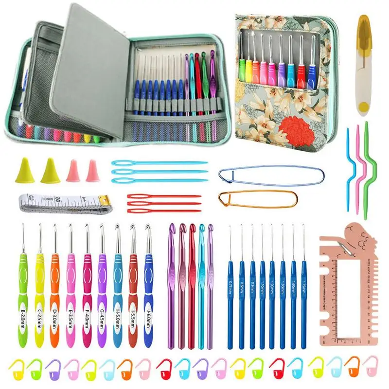 

Crochet Hooks Kit With Case Crochet Hooks Set DIY Hand Knitting Tools Soft Grip Crochet Handles Yarn Knitting Needles Kit