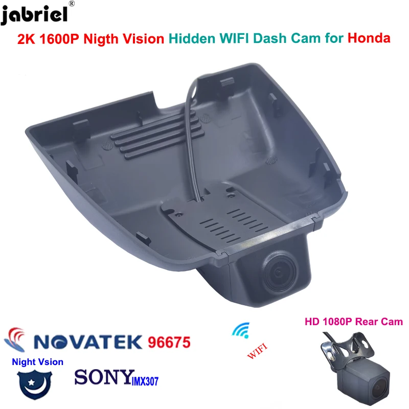 

Jabriel 2K 1600P WiFi Dash Cam Front and Rear Camera For Honda Accord 2018 2019 2020 2021 2022 24H Auto Car DVR Video Recorder