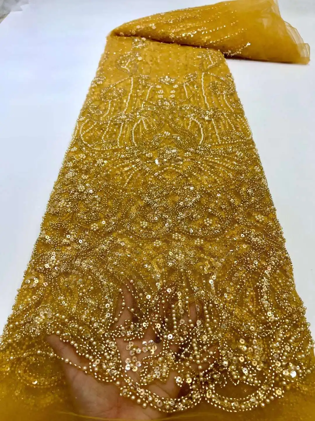 Good Looking New Arrival French Nigerian Shinny Sequins Beads Lace Fabric 21JRB-5703 Embroidered Lady Show or Party Dress
Good Looking New Arrival French Nigerian Shinny Sequins Beads Lace Fabric 21JRB-5703 Embroidered Lady Show or Party Dress
