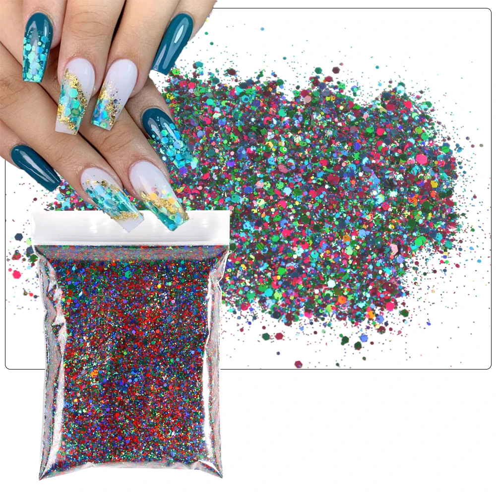 50g/Bag Holographic Nail Art Glitter Laser Mixed Hexagon Flake Sequins Symphony Spangle Paillettes Chunky Nail Glitter 12 Colors
50g/Bag Holographic Nail Art Glitter Laser Mixed Hexagon Flake Sequins Symphony Spangle Paillettes Chunky Nail Glitter 12 Colors