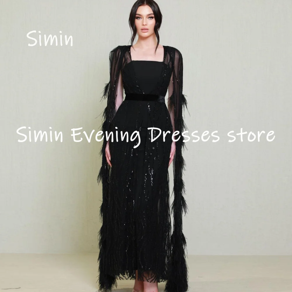 Simin Tulle Mermaid Boat Neck Sequins Feathers Formal Prom Gown Ankle-length Evening Elegant Party dresses for women 2023
Simin Tulle Mermaid Boat Neck Sequins Feathers Formal Prom Gown Ankle-length Evening Elegant Party dresses for women 2023