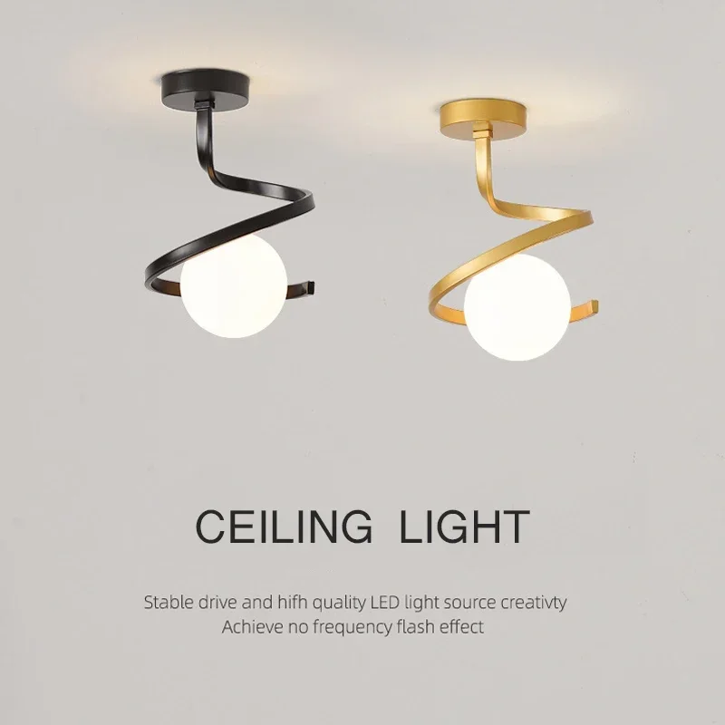 

Modern Led Ceiling Lamp Home Bathroom Corridor Aisle Light Porch Indoor Glass Ball Fixture Nordic Wind Cloakroom Ceiling Light