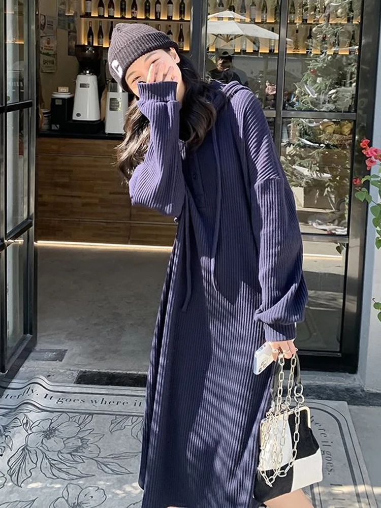 Korean Fashion Knitted Long Dress Women Elegant Chic Hooded Split Design Sweater Dress Winter Warm Casual Party One-piece Dress
Korean Fashion Knitted Long Dress Women Elegant Chic Hooded Split Design Sweater Dress Winter Warm Casual Party One-piece Dress