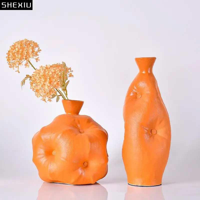 

Creative Cotton Pumpkin Shape Ceramic Vase Desk Decoration Modern Decor Floral Vases Flowers Pots Decorative Flower Arrangement
