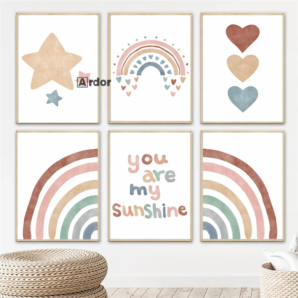 Boho Heart Rainbow Posters You Are My Sunshine Canvas Painting Nursery Wall Art Print Nordic Poster Picture Kids Room Decoration
Boho Heart Rainbow Posters You Are My Sunshine Canvas Painting Nursery Wall Art Print Nordic Poster Picture Kids Room Decoration