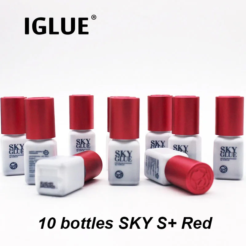 

10 Bottles SKY S Plus 5g Glue Eyelash Extension Supplies 1s Fast Dry Lasting Strongest Black Adhesive with Original Bag Korea