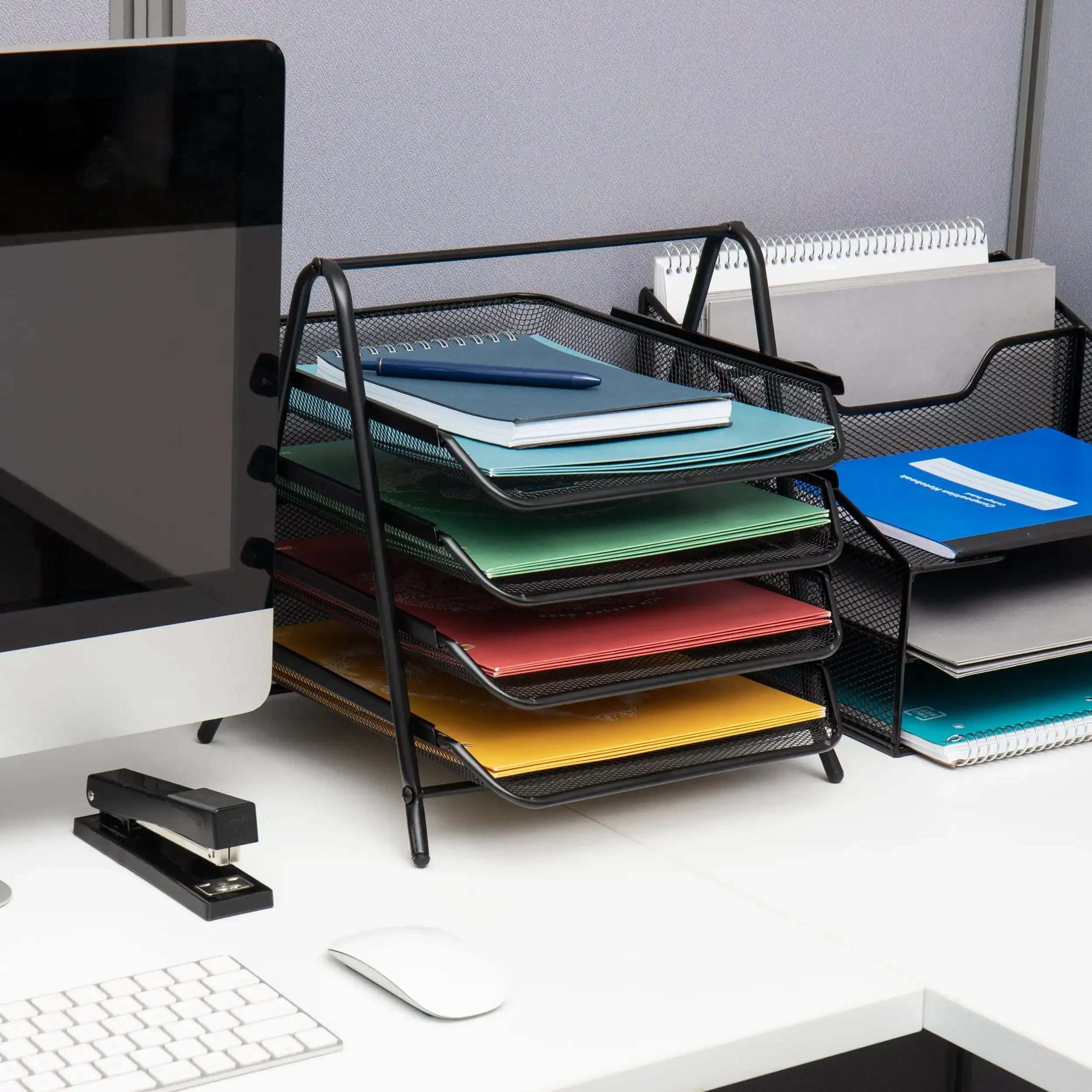 4-Tier Desk Letter Organizer with 4 Sliding Trays, Black Desk Organizer Office Desk Accessories
4-Tier Desk Letter Organizer with 4 Sliding Trays, Black Desk Organizer Office Desk Accessories