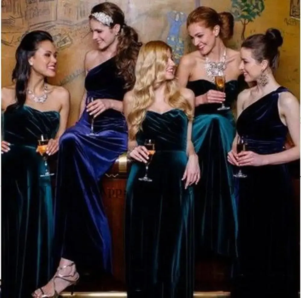 New One Shoulder Velvet A Line Bridesmaid Dresses Ruched Floor Length Long Party Bridesmaid Evening Dresses
New One Shoulder Velvet A Line Bridesmaid Dresses Ruched Floor Length Long Party Bridesmaid Evening Dresses
