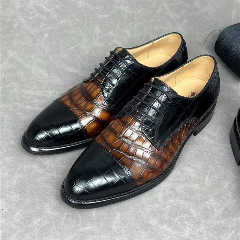 Authentic Exotic Crocodile Skin Hand Painted Men's Brown Oxfords Genuine Real True Alligator Leather Male Lace-up Dress Shoes
Authentic Exotic Crocodile Skin Hand Painted Men's Brown Oxfords Genuine Real True Alligator Leather Male Lace-up Dress Shoes
