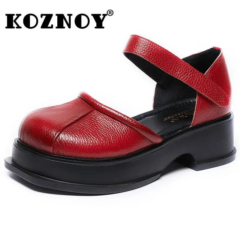 Koznoy Platform Sandals 5cm Natural Cow Genuine Leather Wedges Summer Women Thick Soled Moccasins Hook Round Toe Ladies Shoes
Koznoy Platform Sandals 5cm Natural Cow Genuine Leather Wedges Summer Women Thick Soled Moccasins Hook Round Toe Ladies Shoes