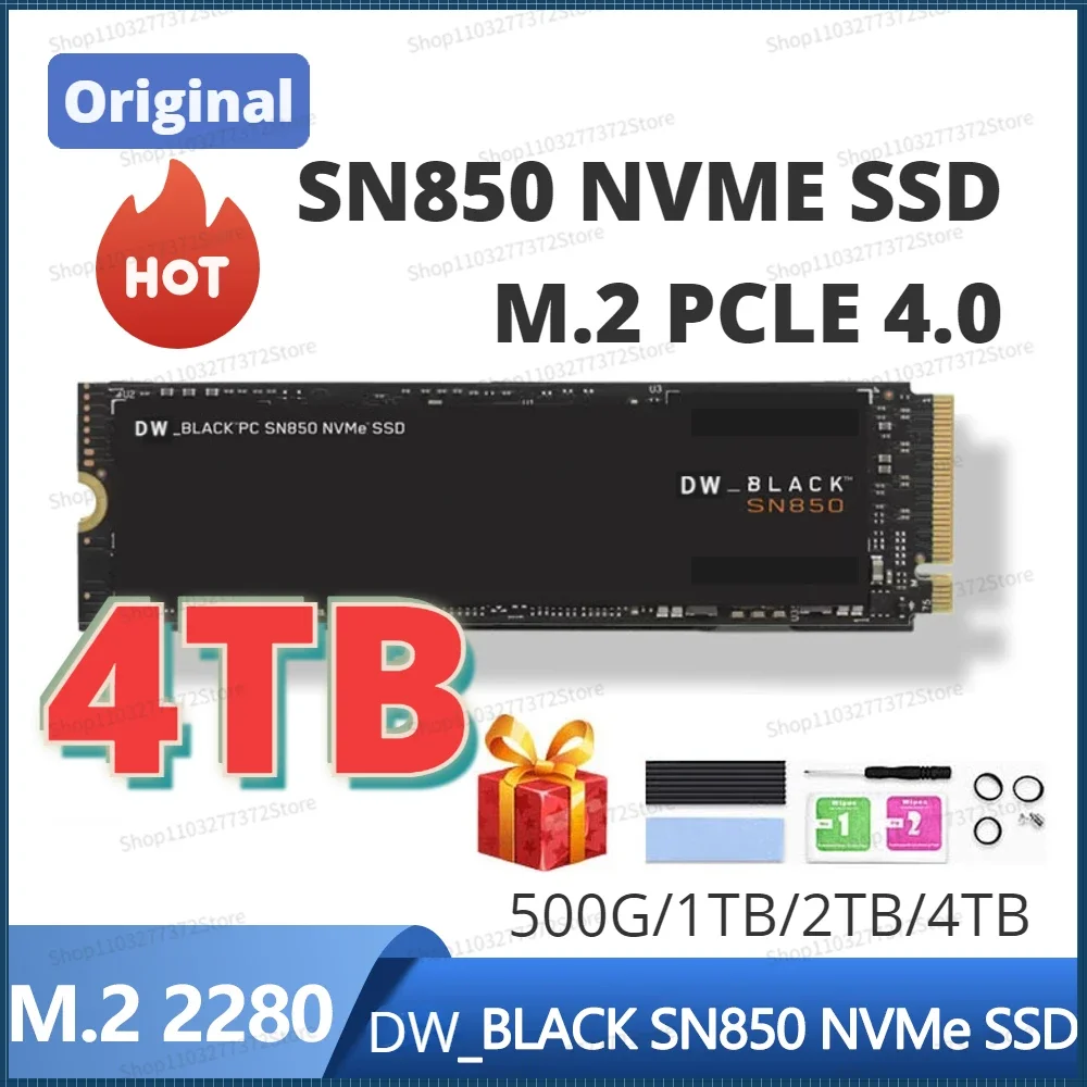 4TB Original Western Black SN850 NVMe Built-in solid state drive PCIe 4.0 Gen4 technology SSD, up to 7450 MB/s M.2 2280 for PS5
4TB Original Western Black SN850 NVMe Built-in solid state drive PCIe 4.0 Gen4 technology SSD, up to 7450 MB/s M.2 2280 for PS5