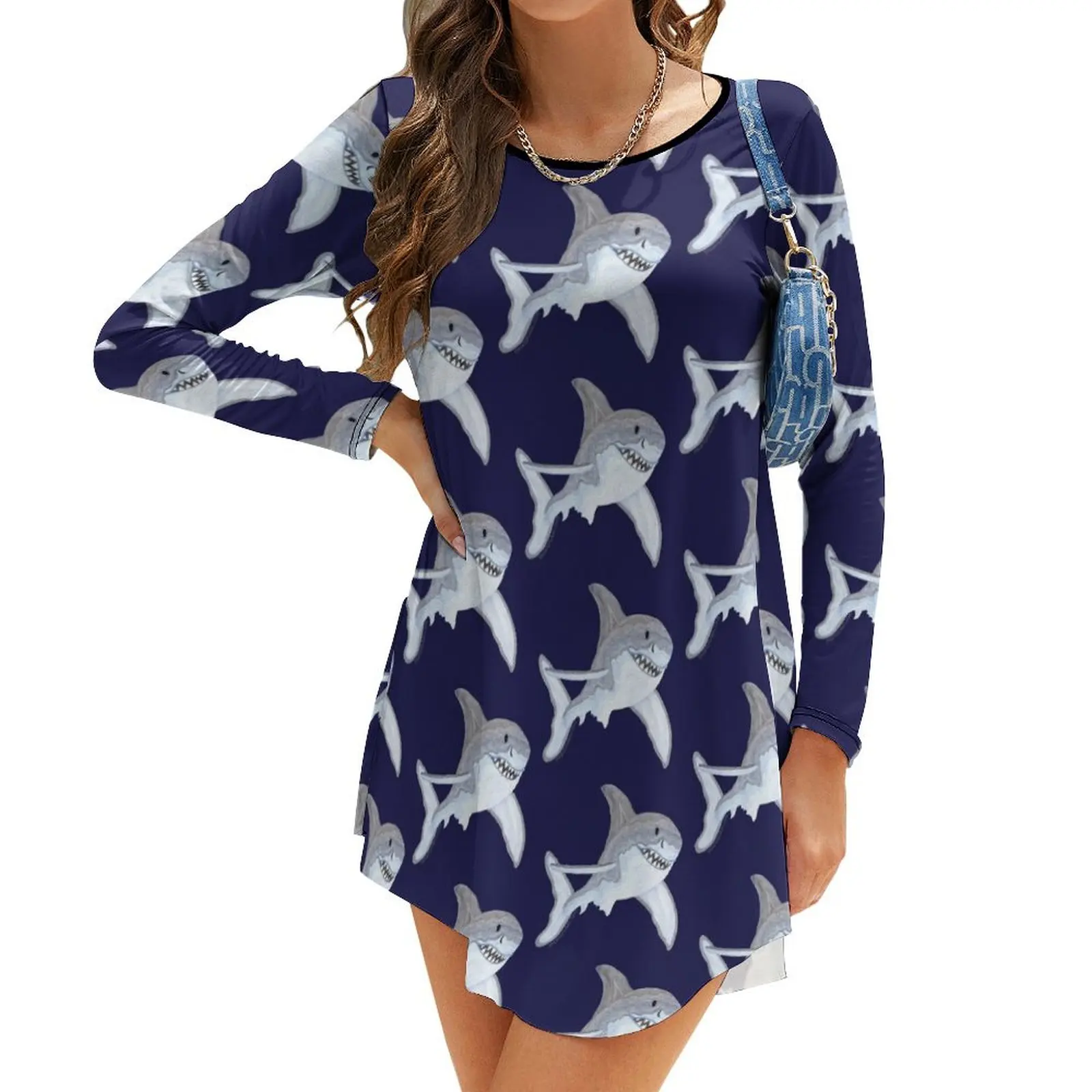 Great White Shark Fanciful Aquatic Watercolor Long-Sleeve Dress women dresses Dress woman
Great White Shark Fanciful Aquatic Watercolor Long-Sleeve Dress women dresses Dress woman
