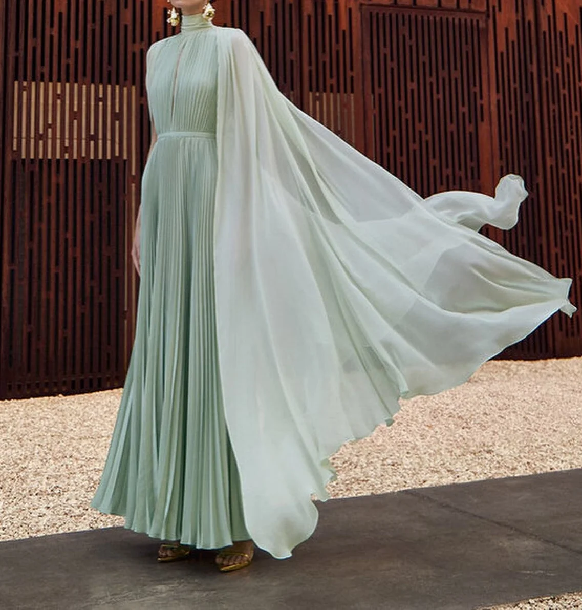 Welove High Neck Evening Dresses Pleated Ankle Length A-Line Formal Occasions Dress with Cape Shawl New 2024
Welove High Neck Evening Dresses Pleated Ankle Length A-Line Formal Occasions Dress with Cape Shawl New 2024