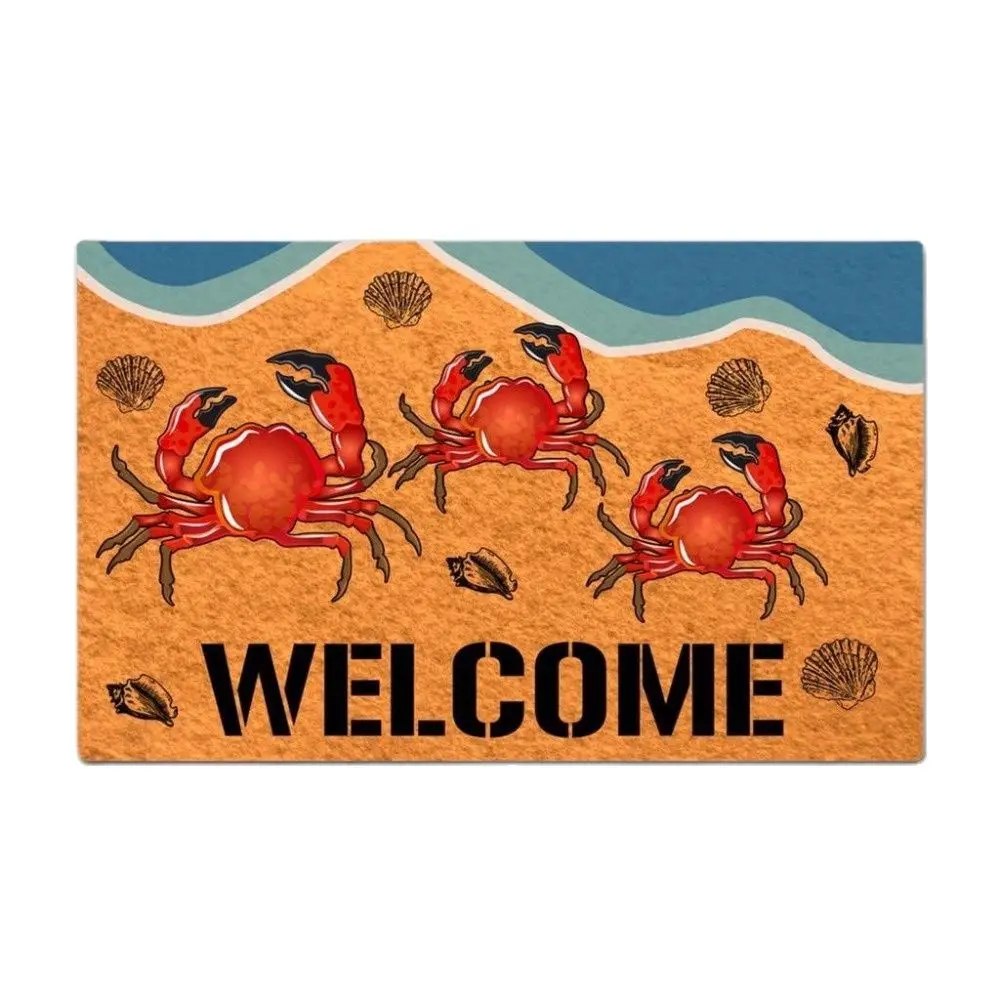 

Shell Beach Crab Funny Doormat Outdoor Porch Patio Front Floor Door Mat New House Rug Home Decor Carpet Rubber