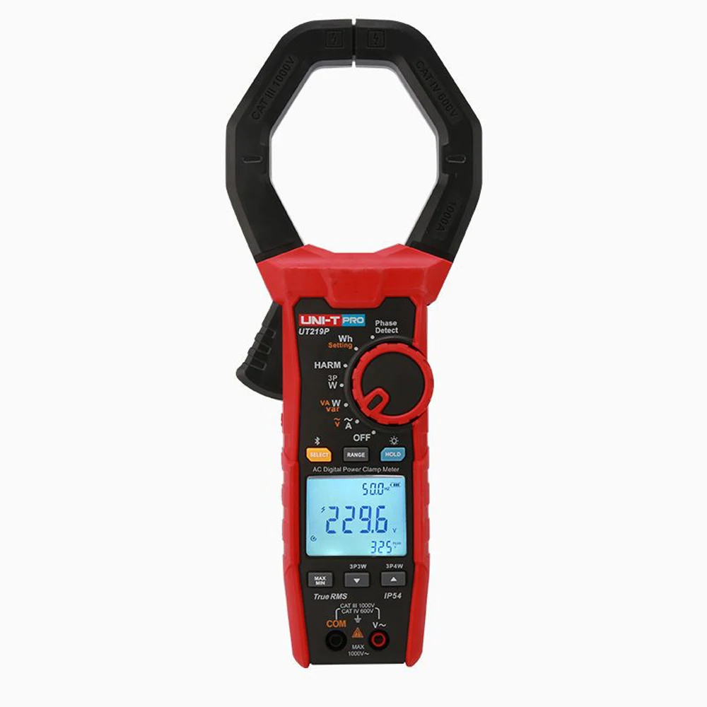 

UNI-T UT219P AC Digital Power Clamp Meter 1000V 1000A True RMS Current Clamp Tester 3 phase Power Harmonic Test Bluetooth IP54