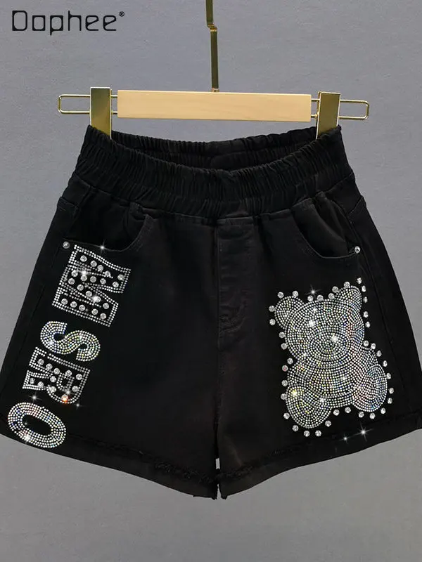 Black Denim Shorts Women 'S Thin Summer Elastic High Waist Loose and Slimming Diamond-Embedded Hot Pants for Hot Girls Wide-Leg
Black Denim Shorts Women 'S Thin Summer Elastic High Waist Loose and Slimming Diamond-Embedded Hot Pants for Hot Girls Wide-Leg