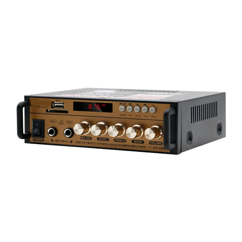 BT-198 Bluetooth усилитель, двухканальная карта, U-диск, радио, беспроводной пульт дистанционного управления, домашний усилитель, простая установка
BT-198 Bluetooth усилитель, двухканальная карта, U-диск, радио, беспроводной пульт дистанционного управления, домашний усилитель, простая установка