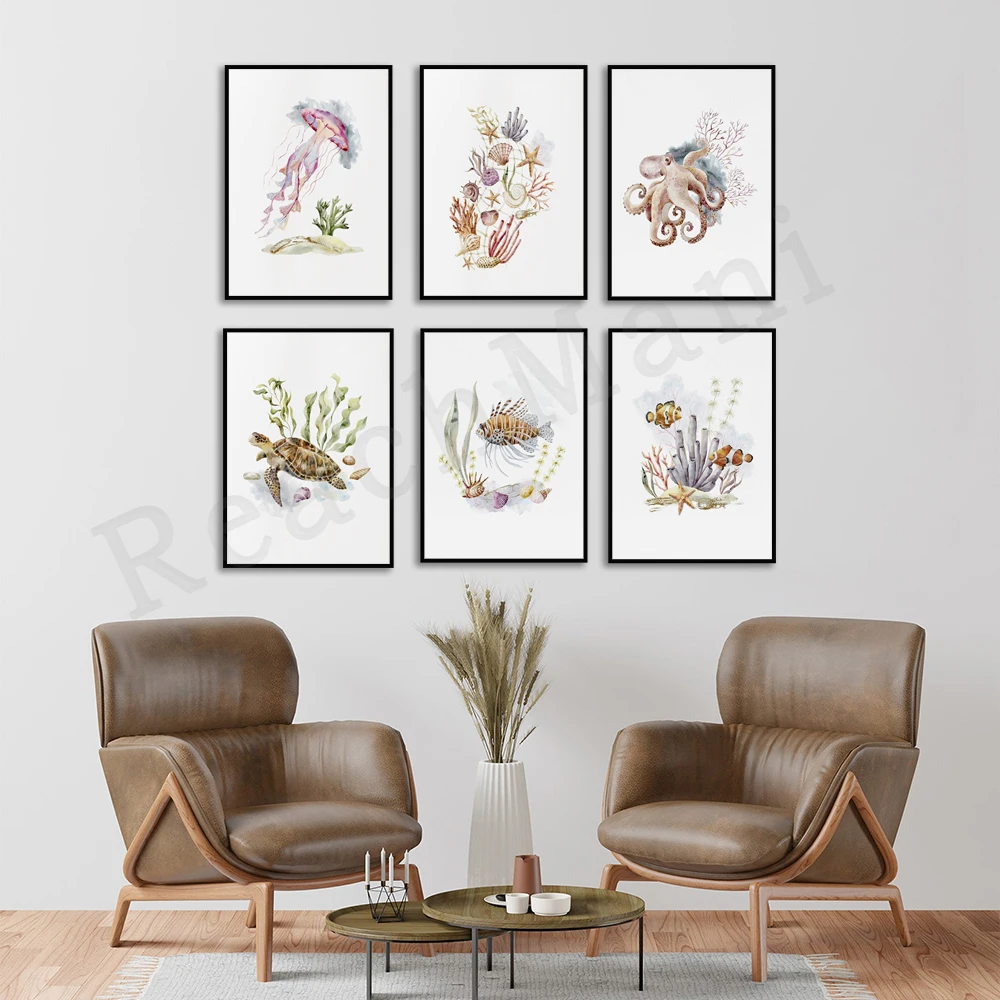 Vintage Watercolor Sea Life Wall Art Print, Botanical Underwater Living Wall Decor Poster, Minimalist Aesthetic Print/Gift Ideas
Vintage Watercolor Sea Life Wall Art Print, Botanical Underwater Living Wall Decor Poster, Minimalist Aesthetic Print/Gift Ideas