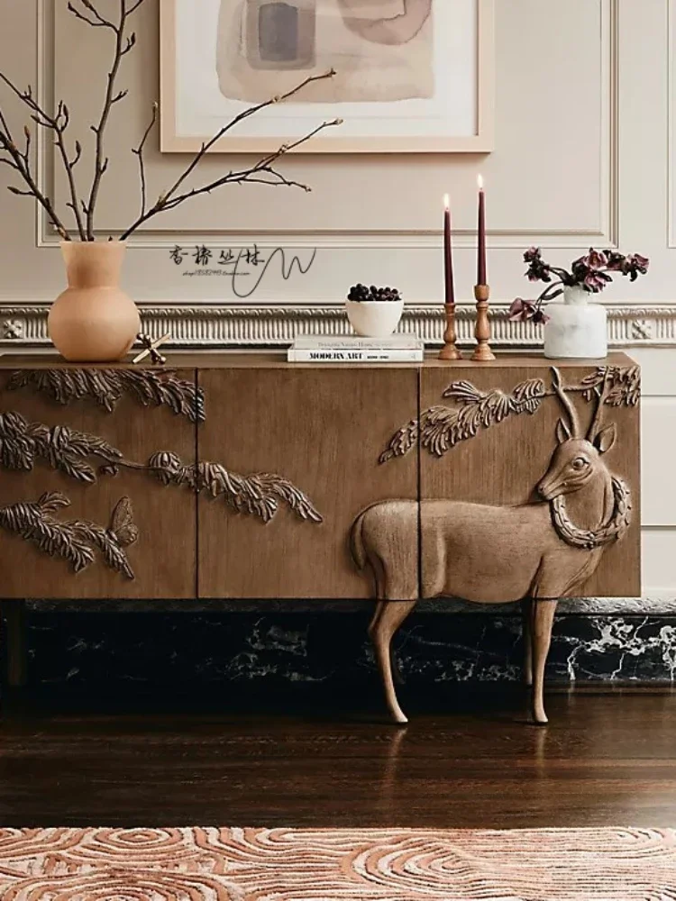 Carved Art Sideboard Entrance Country Solid Wood Breakfast Curio Hall TV Cabinet
Carved Art Sideboard Entrance Country Solid Wood Breakfast Curio Hall TV Cabinet