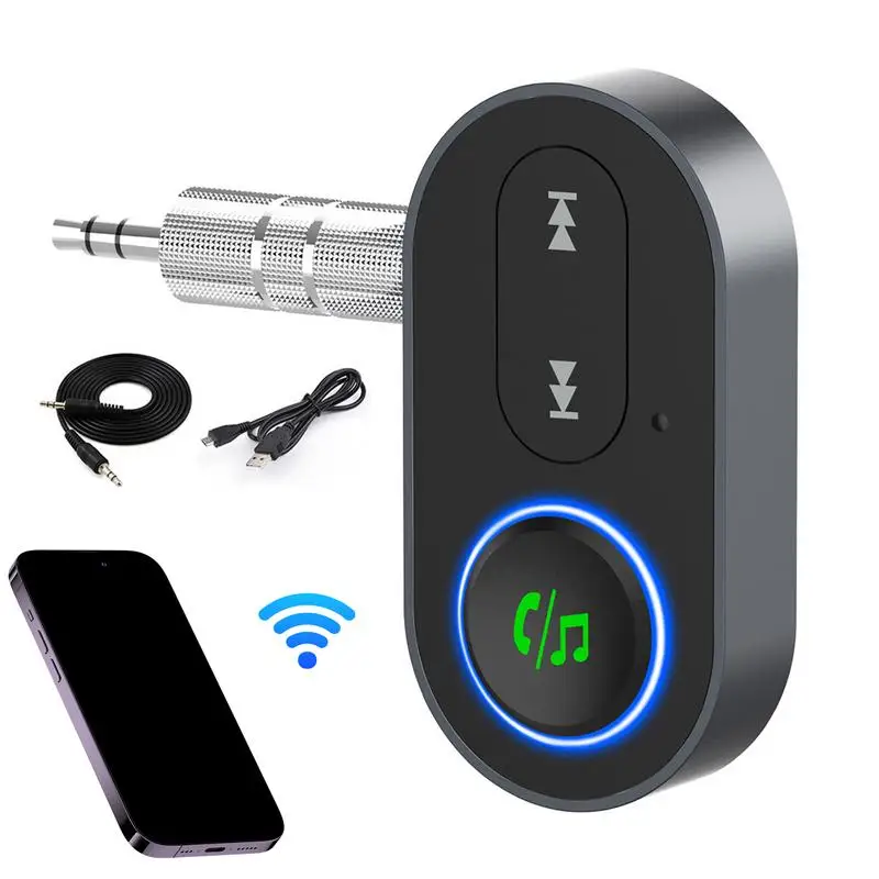 

New 3.5mm Socket 5.0 Wireless Blue Tooth Car Adapter Aux Car Blue tooth Receiver Dual Connection Wireless Audio Receiver For Car