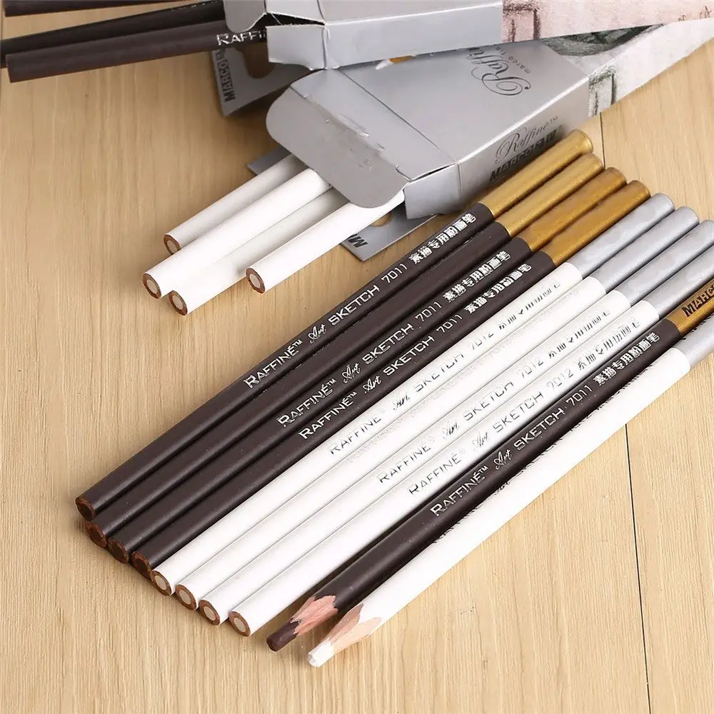 

Brown White Sketch Pencil for Painting Professional Drawing Tool Non-toxic Base Pastel Art Highlight Sketch Charcoal Pen