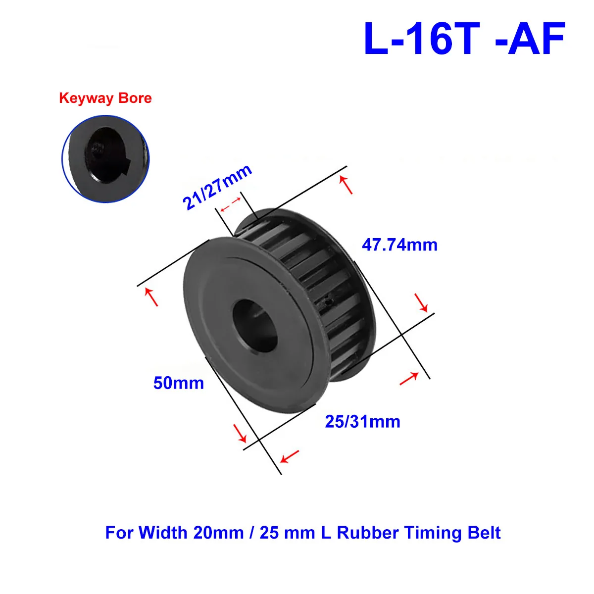 45# Steel Timing Pulley L-16T Keyway Bore 8mm~28mm Pitch 9.525mm Synchronous Belt Pulley For Width 20/25 mm L Rubber Timing Belt
45# Steel Timing Pulley L-16T Keyway Bore 8mm~28mm Pitch 9.525mm Synchronous Belt Pulley For Width 20/25 mm L Rubber Timing Belt