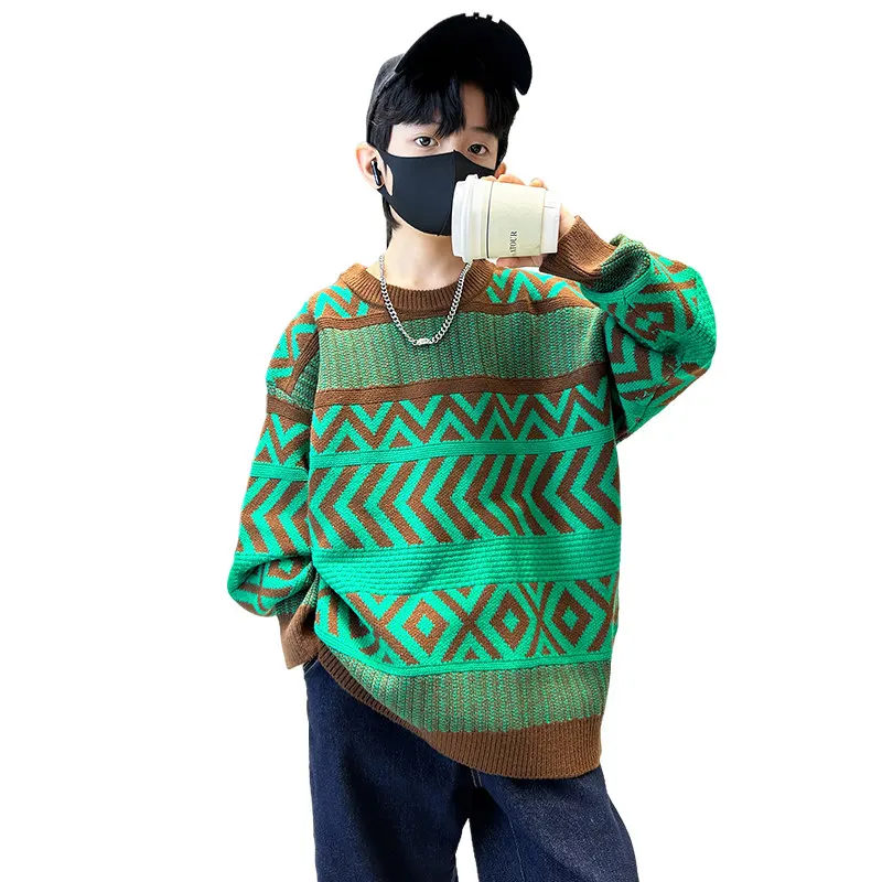 Retro Style Kids Sweaters With Rhombuses For Boys Korean Casual Sweater Teen Pullover Knitted Autumn Winter Clothes for Children
Retro Style Kids Sweaters With Rhombuses For Boys Korean Casual Sweater Teen Pullover Knitted Autumn Winter Clothes for Children