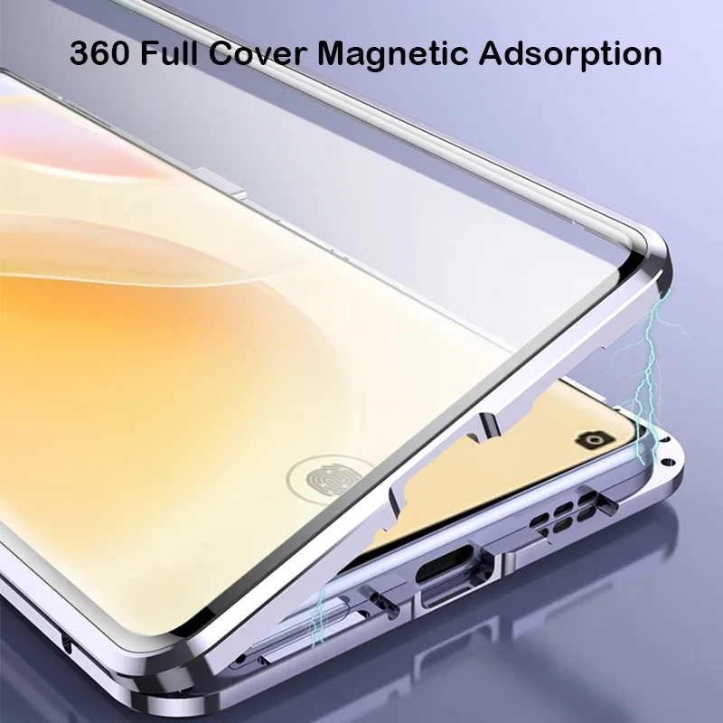 

360 Metal magnetic housing for vivo X60 Pro Plus 5G X50 X80 X70 X90 housing bumper tempered glass cover camera cover
